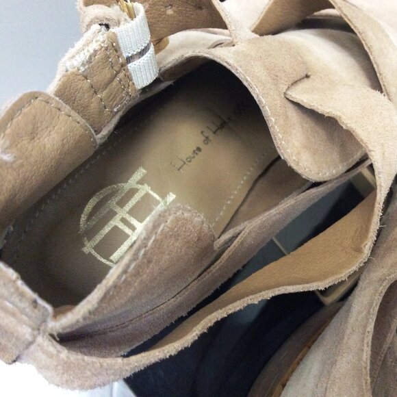 HOUSE OF HARLOW Tan Suede Leather Strappy Ankle Boots Booties Andromeda Size 9 - Picture 5 of 5